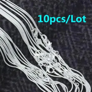 10-Piece Lot 925 Sterling Silver 1MM Snake Chain Necklace For Women/Men 16-30inches Fashion Party Wedding Birthday Jewelry Gifts