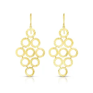 14K Gold Diamond Cut Circles Chandelier Earring