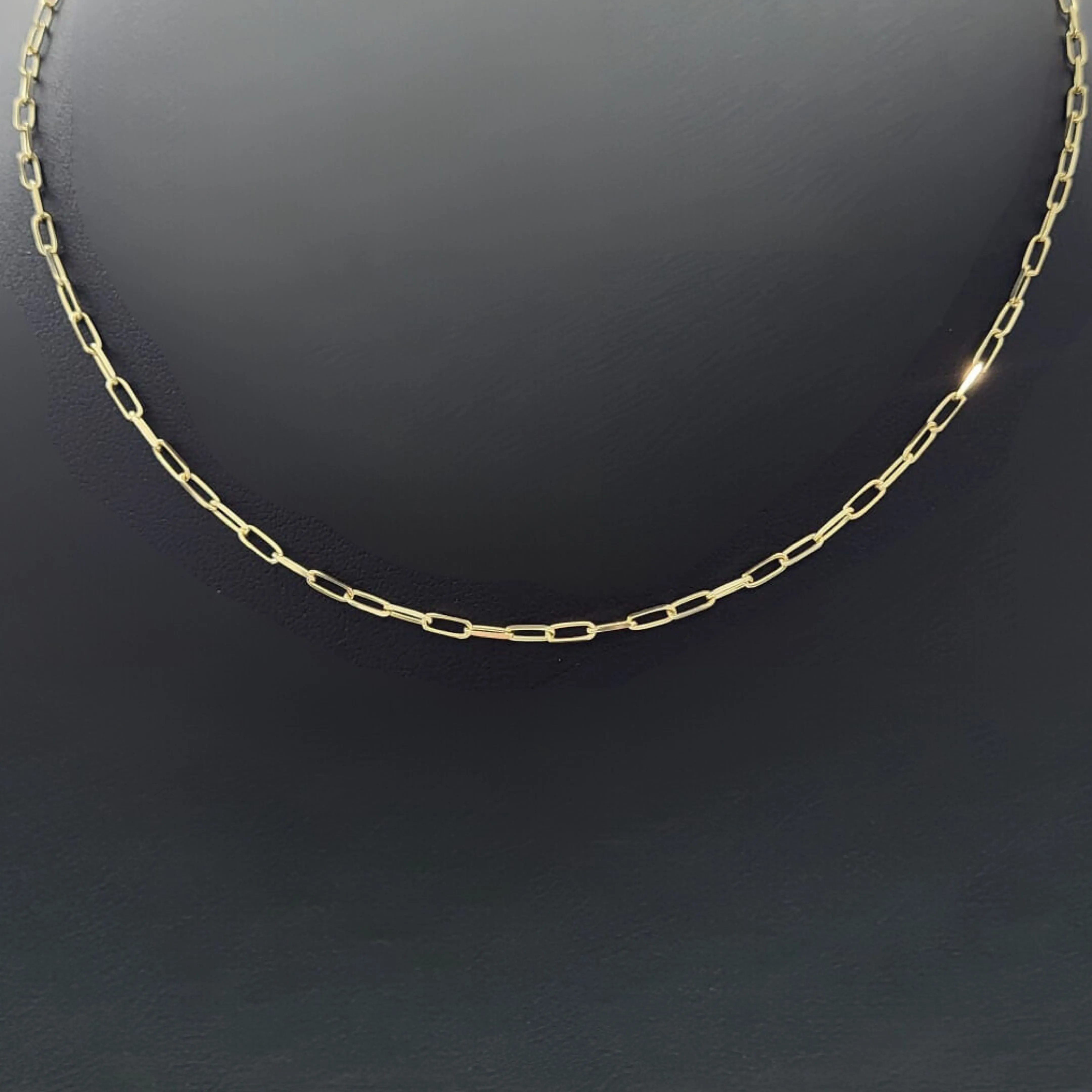 14K Yellow Gold 16" Thin Paperclip Chain