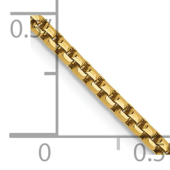 14k Yellow Gold 1.85 mm D.C Round Box Chain