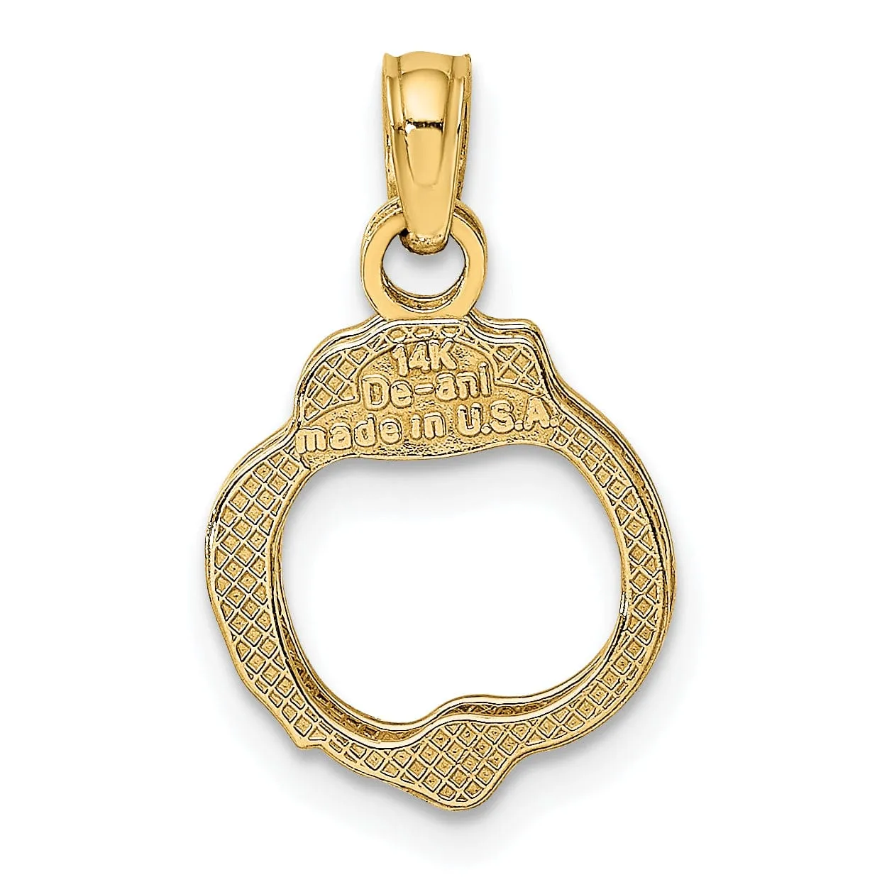 14K Yellow Gold Open Back Polished Finish Moveable 2-Piece Handcuffs Charm Pendant