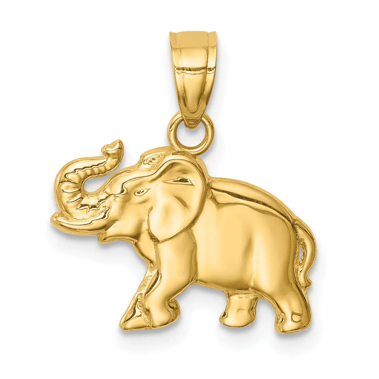 14k Yellow Gold Polished Finish Solid Elephant Charm Pendant