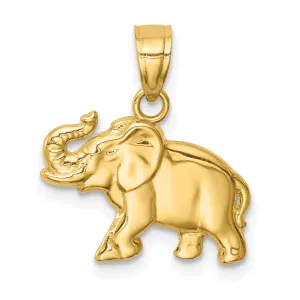 14k Yellow Gold Polished Finish Solid Elephant Charm Pendant