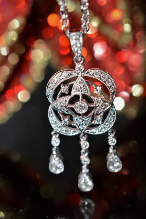 18K White Gold Chandelier Diamond Necklace on an 18" Chain