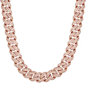 18mm Miami Cuban Emerald Cut Micro Pave Rose Gold Tone Chain
