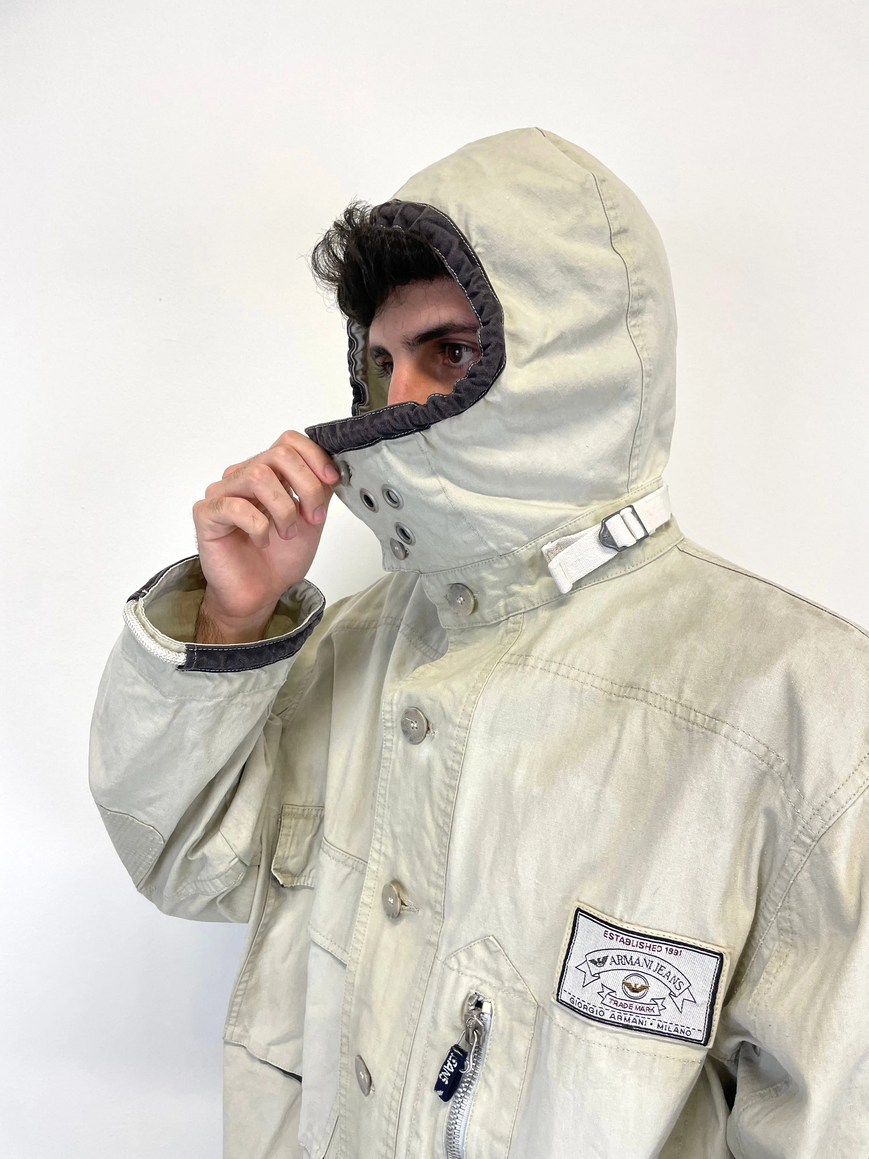 1990s Armani masked military jacket