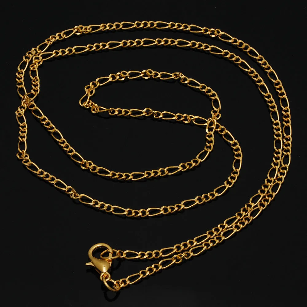 24" 6*2.5mm Jewelry Twisted Necklace Chain,18k Glod Figaro Chains Jewelry supplies For pendant,sold 20pcs/lot