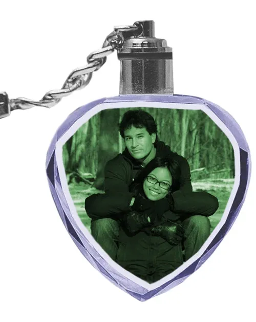 2D Laser Engraved Crystal Octagon Keychain with LED Light from your Photograph - 1 Person