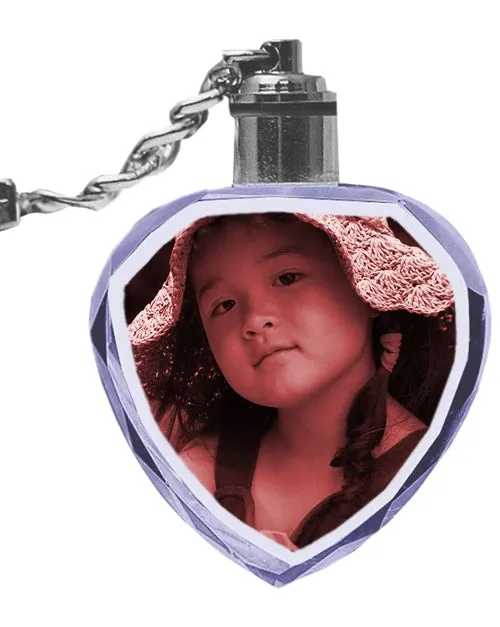 2D Laser Engraved Crystal Octagon Keychain with LED Light from your Photograph - 1 Person