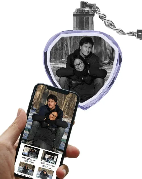 2D Laser Engraved Crystal Octagon Keychain with LED Light from your Photograph - 1 Person