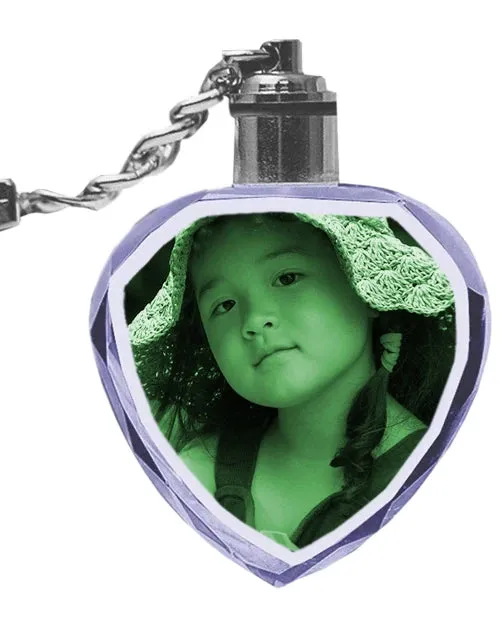 2D Laser Engraved Crystal Octagon Keychain with LED Light from your Photograph - 1 Person