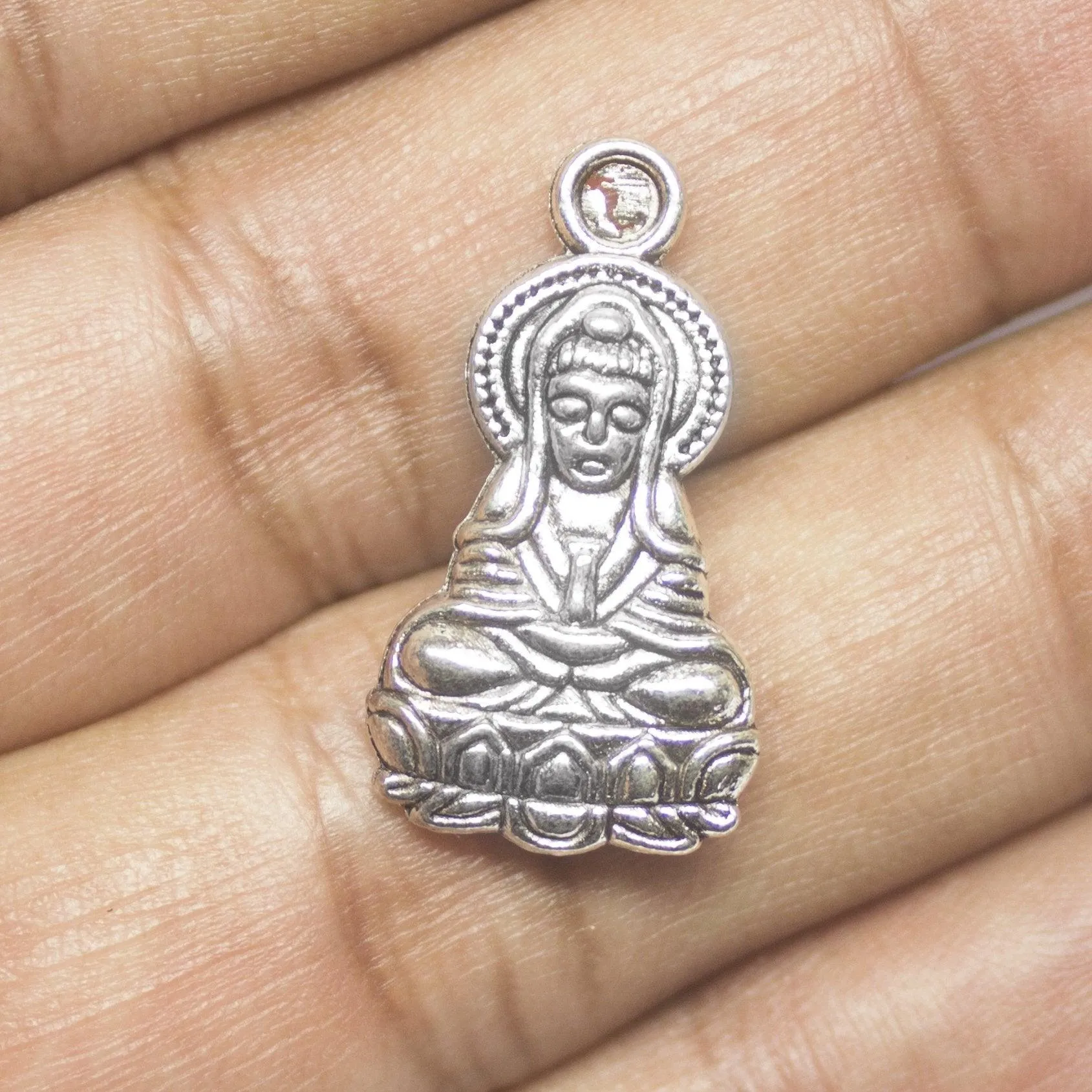 3 Buddha Charms Antique Silver Tone Meditation Charm