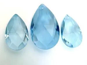 3pc Light Blue Teardrop Chandelier Crystals, Light Sapphire Set For Princess Crown