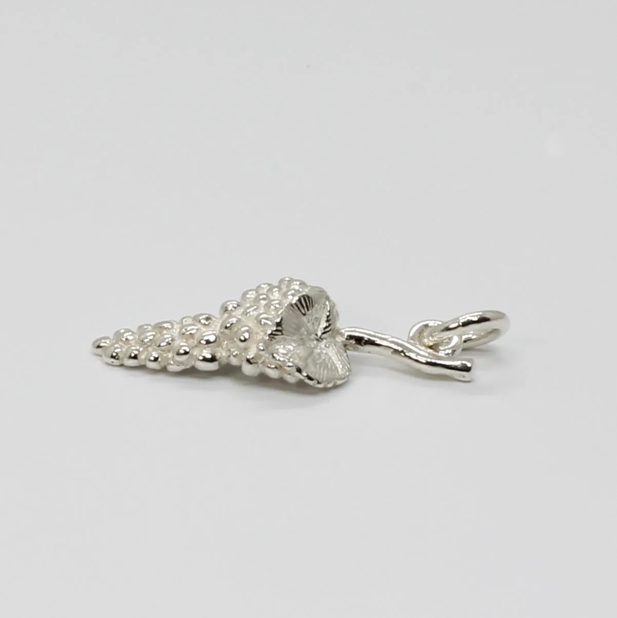 925 Sterling Silver Grape Cluster Charm with Grape Leaf
