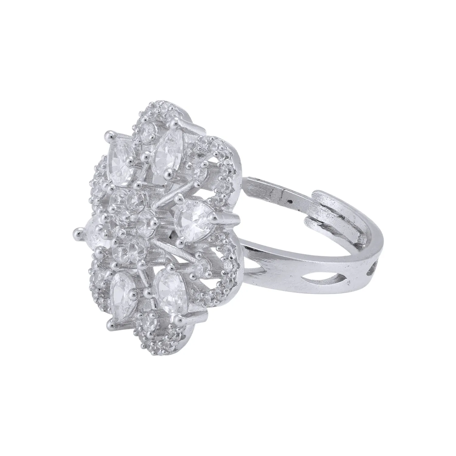 925 Sterling Silver Regal Blossom Cluster Cocktail Ring for Women