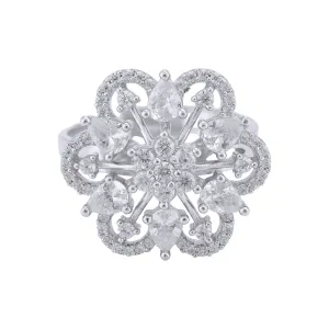 925 Sterling Silver Regal Blossom Cluster Cocktail Ring for Women