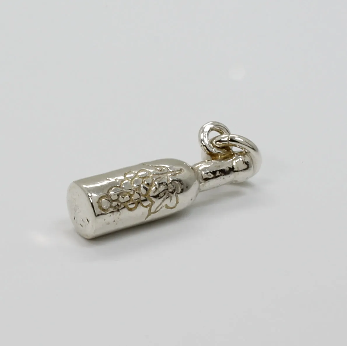 925 Sterling Silver Three Dimensional Wine Bottle Charm