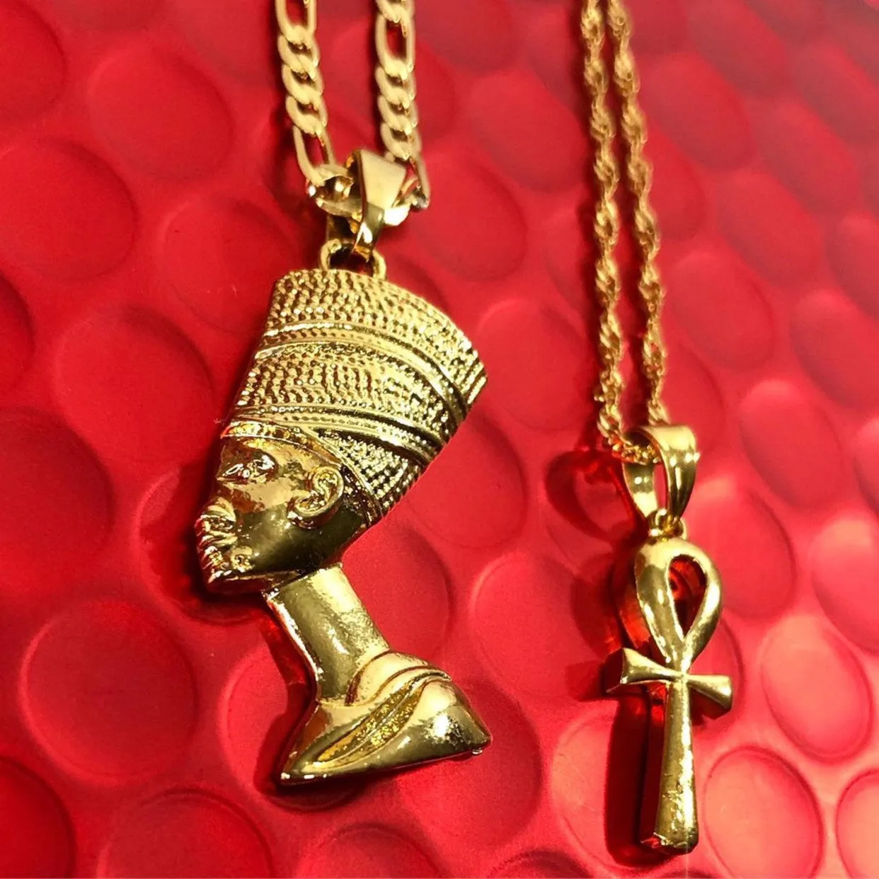 ANKH NECKLACE and Nefertiti necklace set ,anhk necklace , Nefertiti necklace ,mini anhk , women anhk, men anhk, men Nefertiti necklace ,anhk