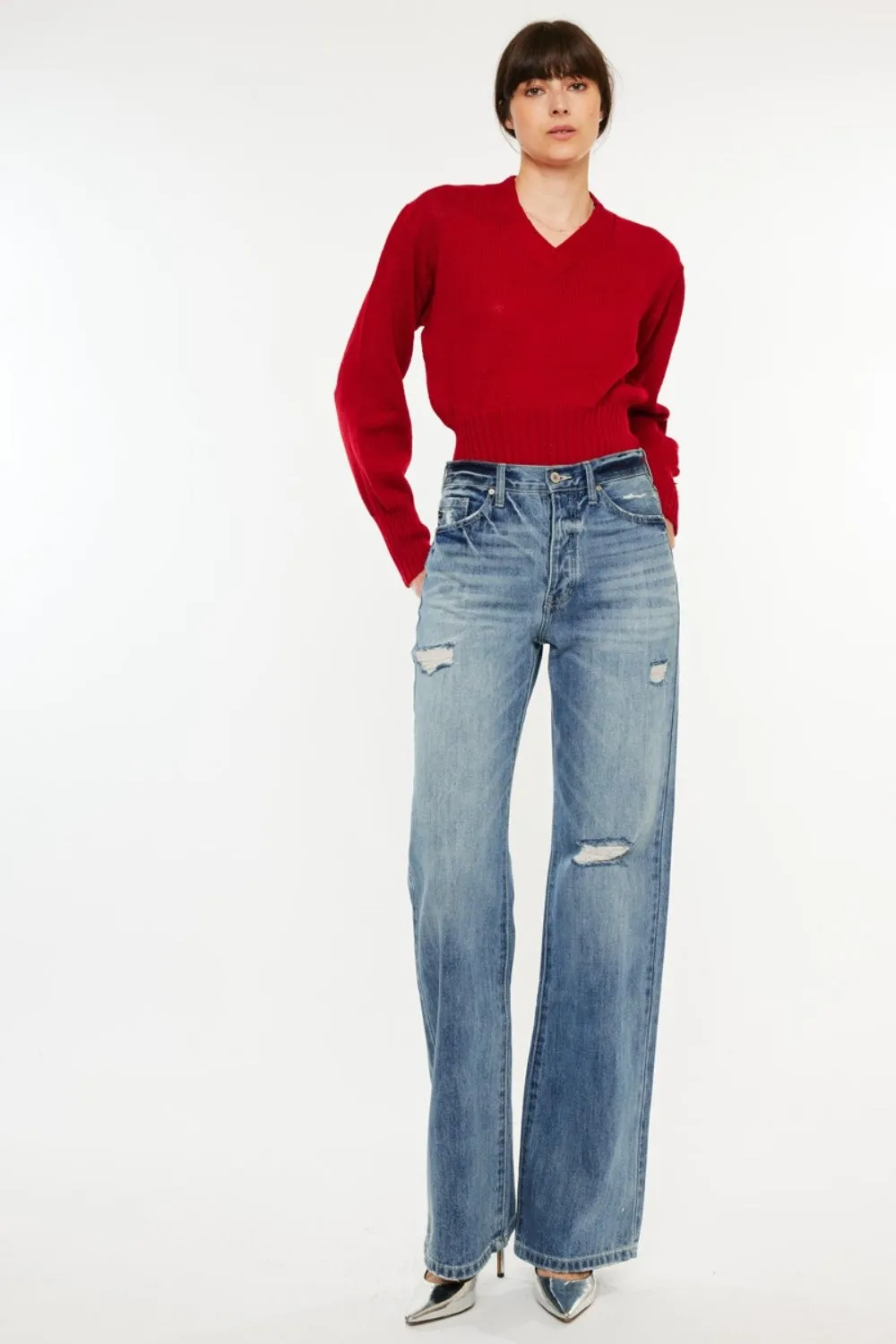 Annalise Bootcut Jeans - High Waist, Distressed Style