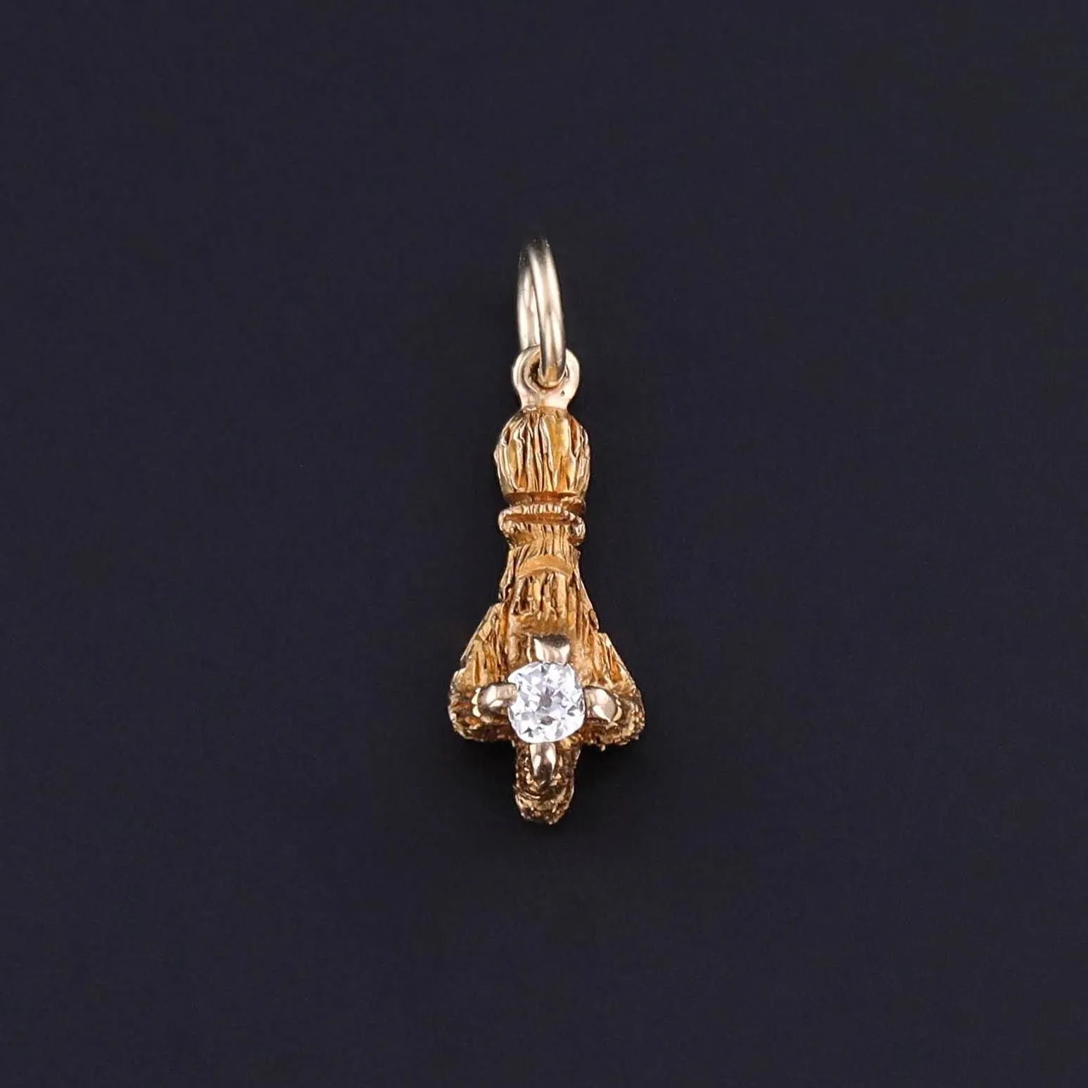 Antique Diamond Talon Charm of 14k Gold