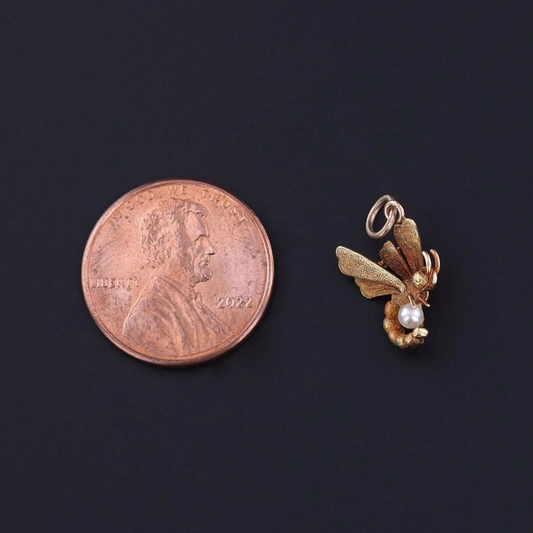 Antique Dragonfly Charm of 14k Gold
