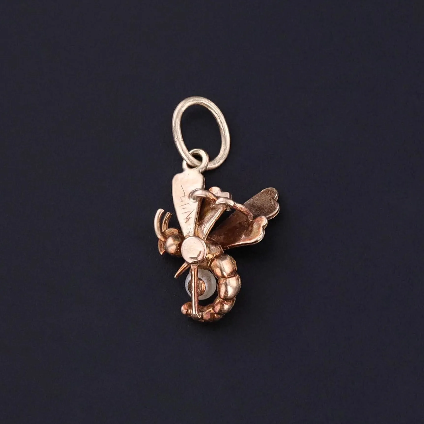 Antique Dragonfly Charm of 14k Gold