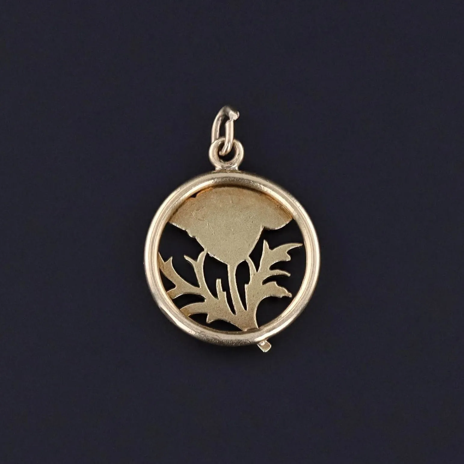Antique Enamel Flower Charm of 14k Gold