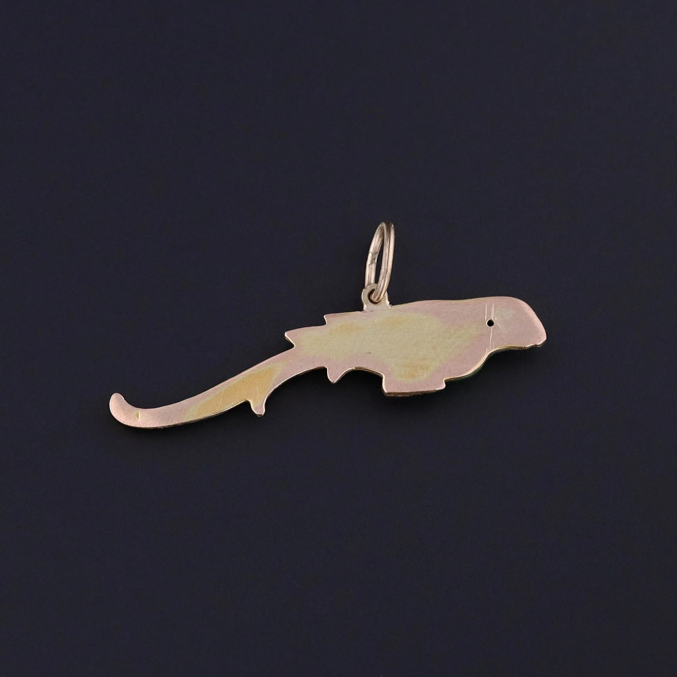 Antique Enamel Parrot Conversion Charm of 14k Gold