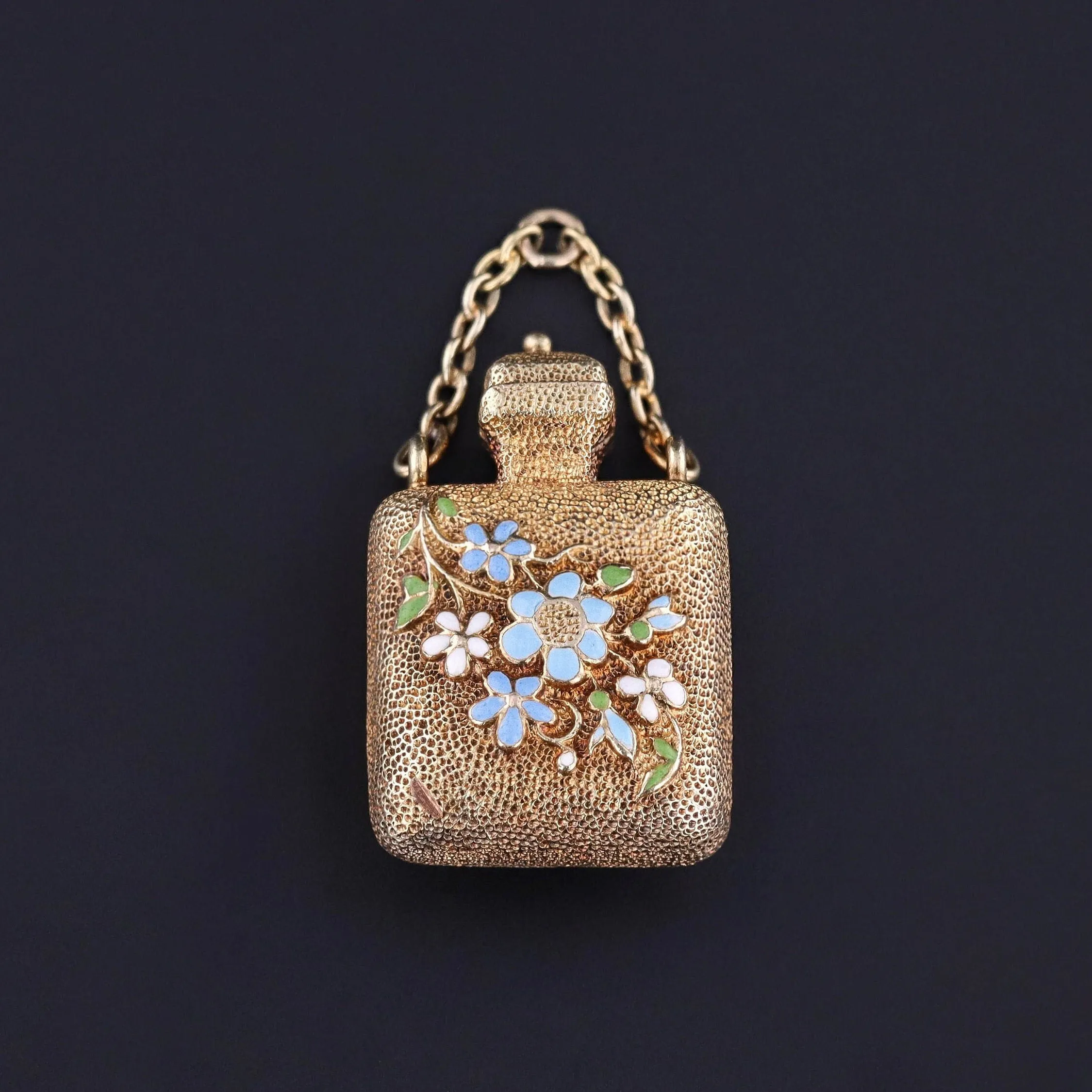 Antique Enamel Perfume Charm of 14k Gold