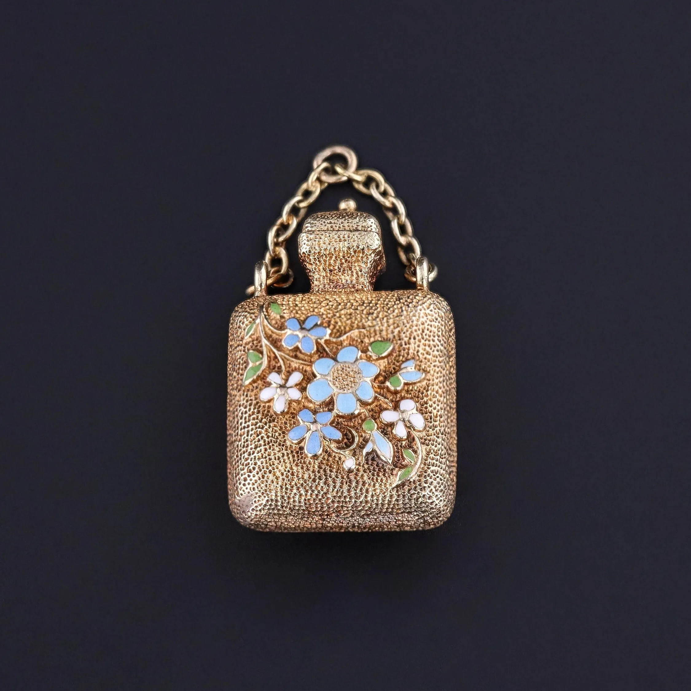 Antique Enamel Perfume Charm of 14k Gold
