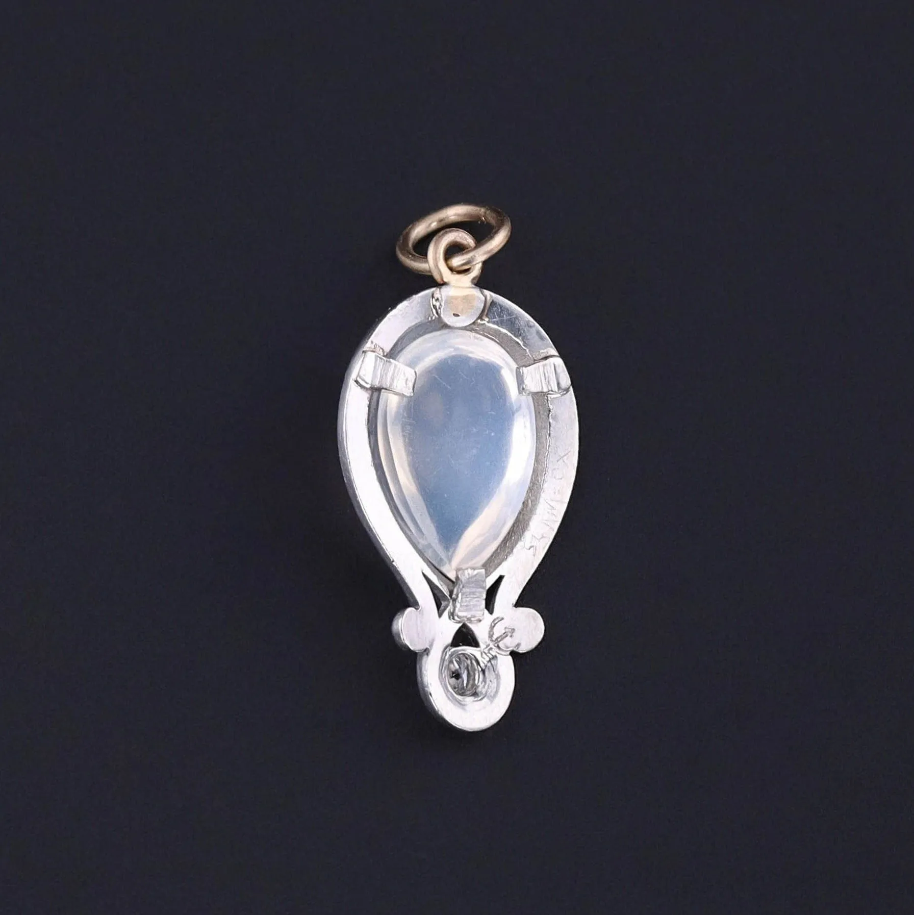 Antique Moonstone Charm of Platinum & 14k Gold