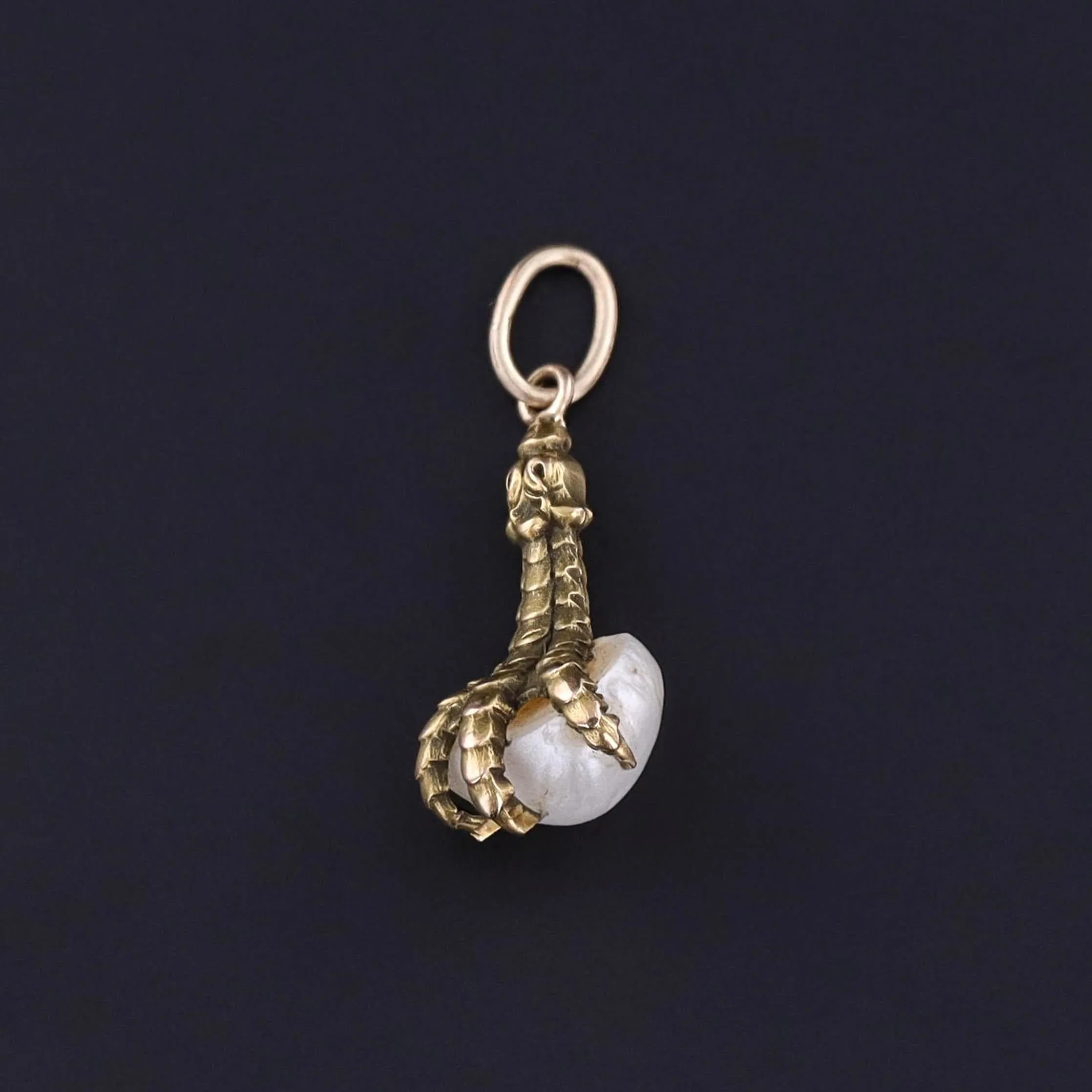 Antique Pearl Talon Charm of 10k Gold