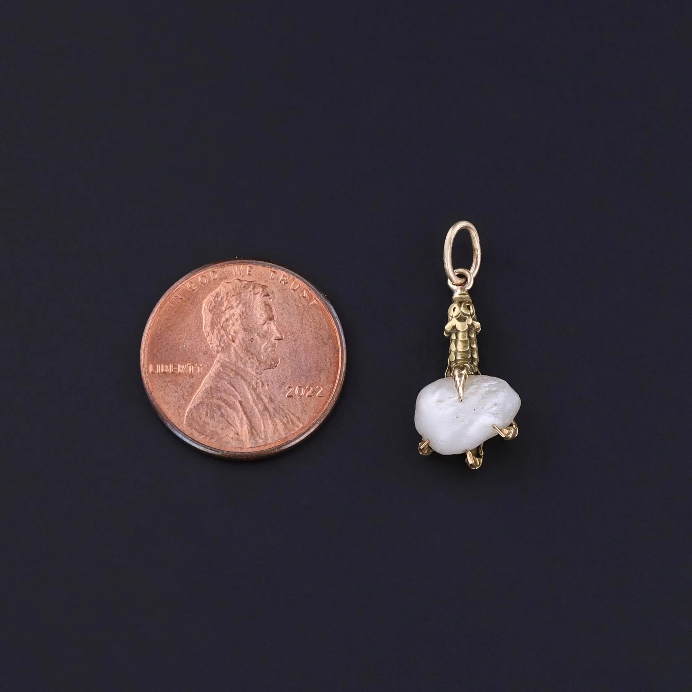 Antique Pearl Talon Charm of 10k Gold