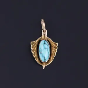Antique Turquoise Charm of 14k Gold