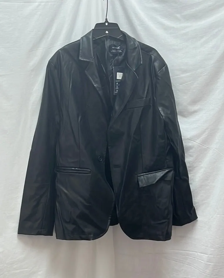 AOWOFS black Faux Leather Jacket -- L