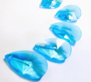 Aquamarine European Cut Teardrop Chandelier Crystals, Pack of 5