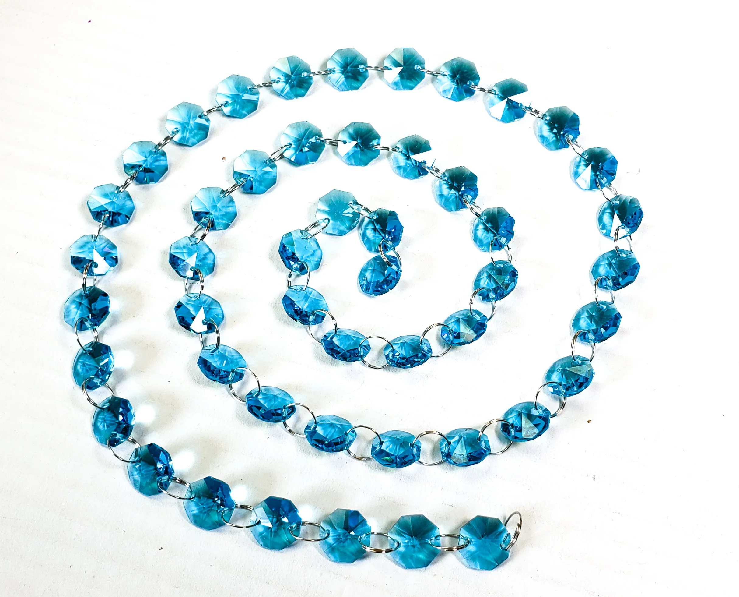 Aquamarine Meter Chandelier Crystals Garland - Ring Connectors