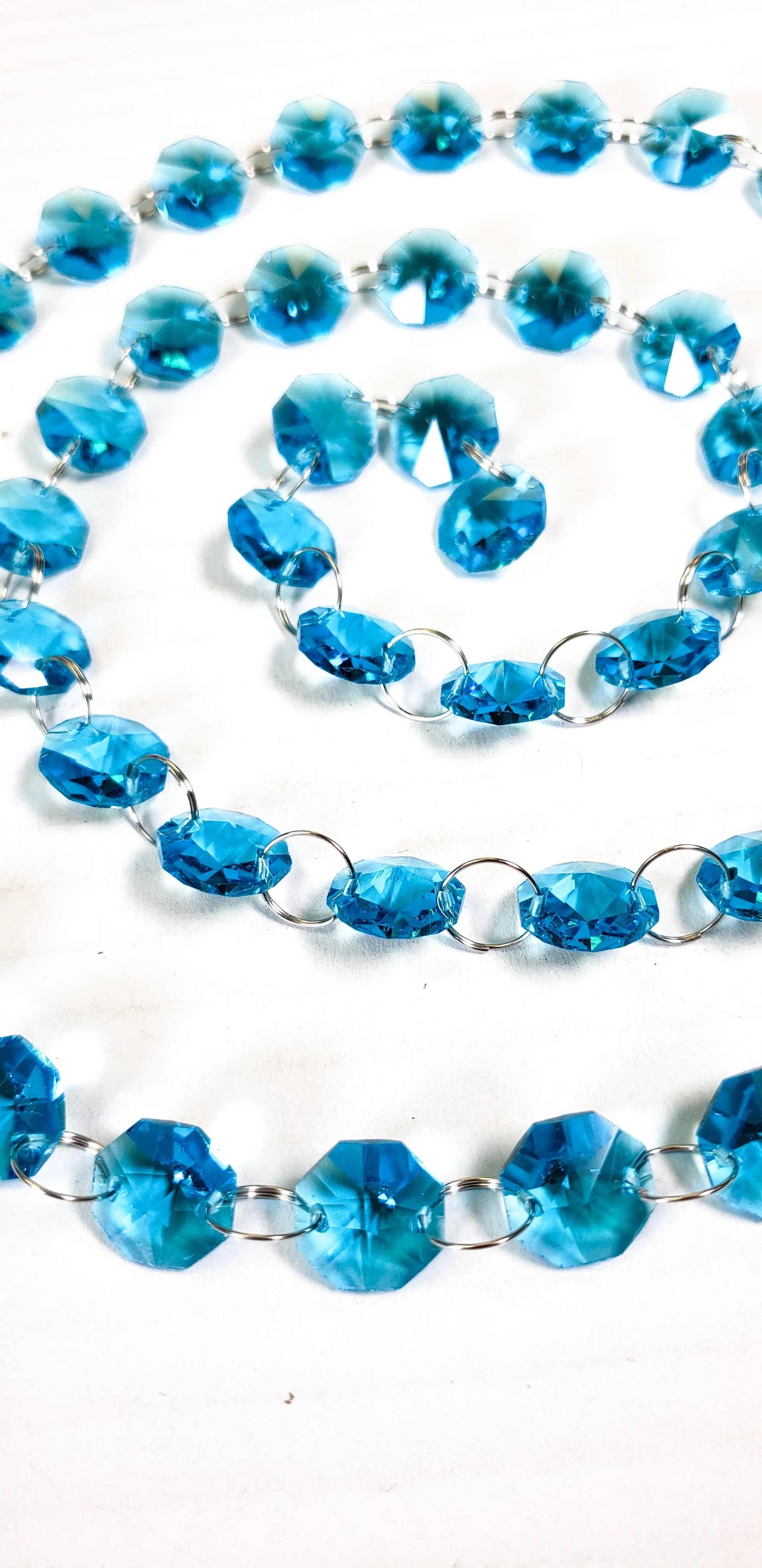 Aquamarine Meter Chandelier Crystals Garland - Ring Connectors