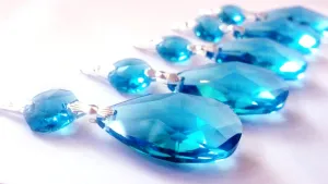 Aquamarine Teardrop Chandelier Crystals Ornaments Aqua, 38mm Pack of 5