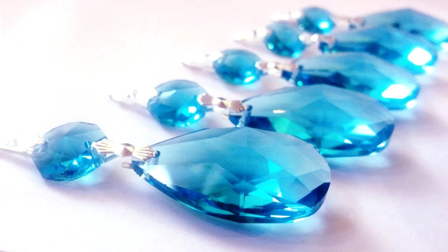 Aquamarine Teardrop Chandelier Crystals Ornaments Aqua, 38mm Pack of 5
