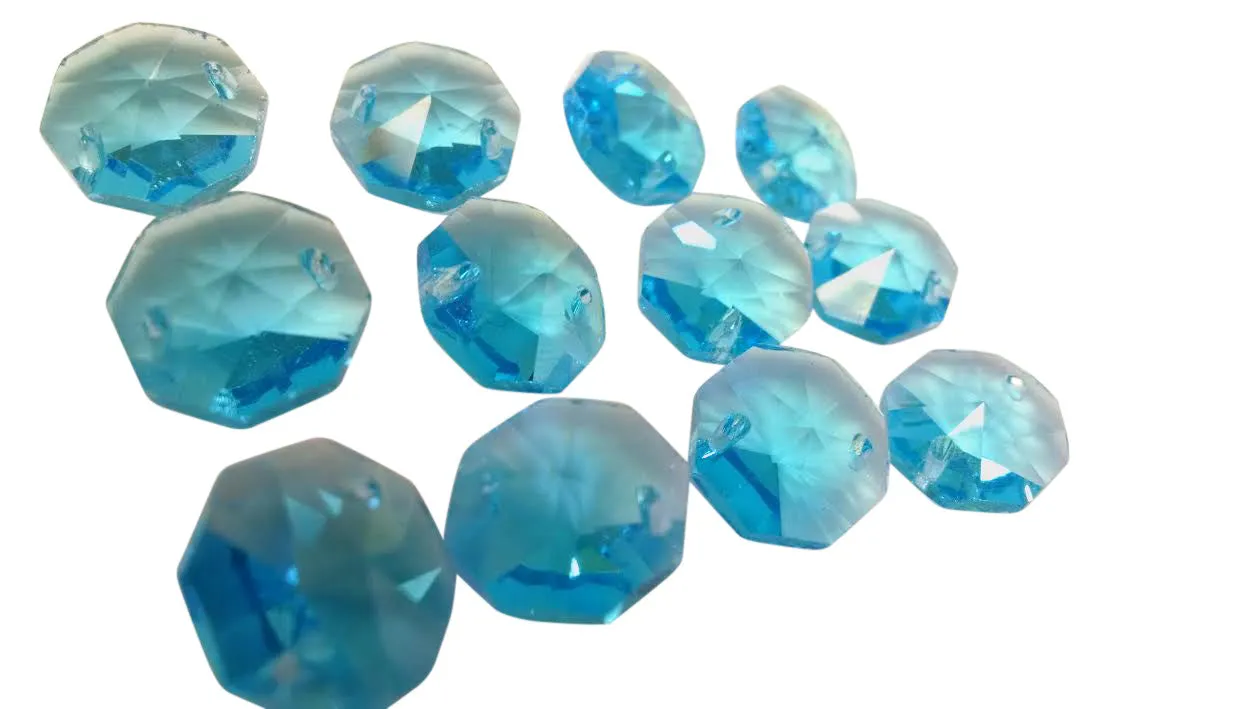 Aquamarine 14mm Octagon Beads Chandelier Crystals 2 Holes