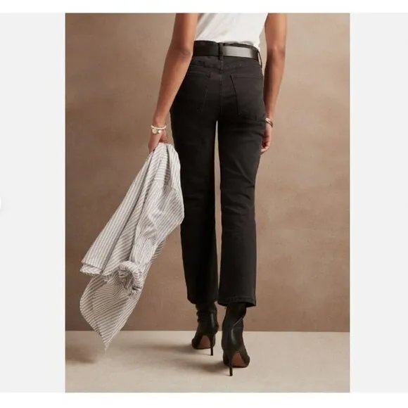 Banana Republic Black High-Rise Cropped Y2k Bootcut Jean Size 30/10 TALL RT$100