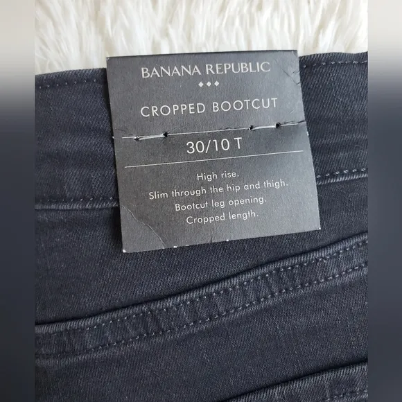 Banana Republic Black High-Rise Cropped Y2k Bootcut Jean Size 30/10 TALL RT$100