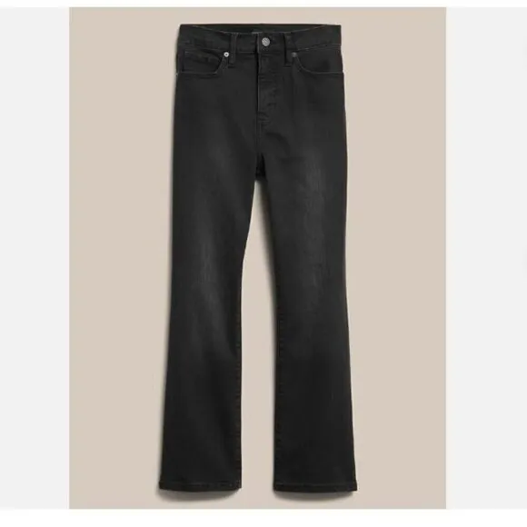 Banana Republic Black High-Rise Cropped Y2k Bootcut Jean Size 30/10 TALL RT$100