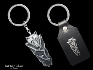 Bat Key Chain / Key Ring Sterling Silver