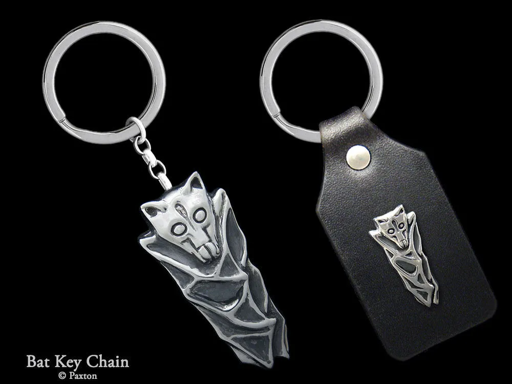 Bat Key Chain / Key Ring Sterling Silver