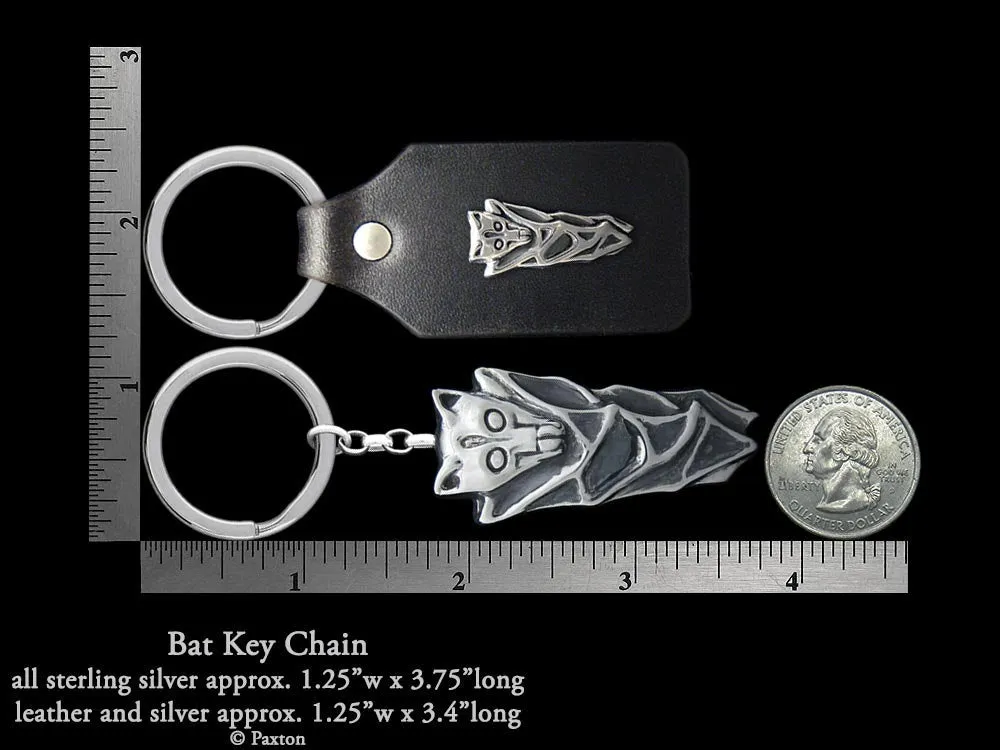 Bat Key Chain / Key Ring Sterling Silver