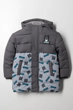 Batman Puffer Parka Jacket Grey