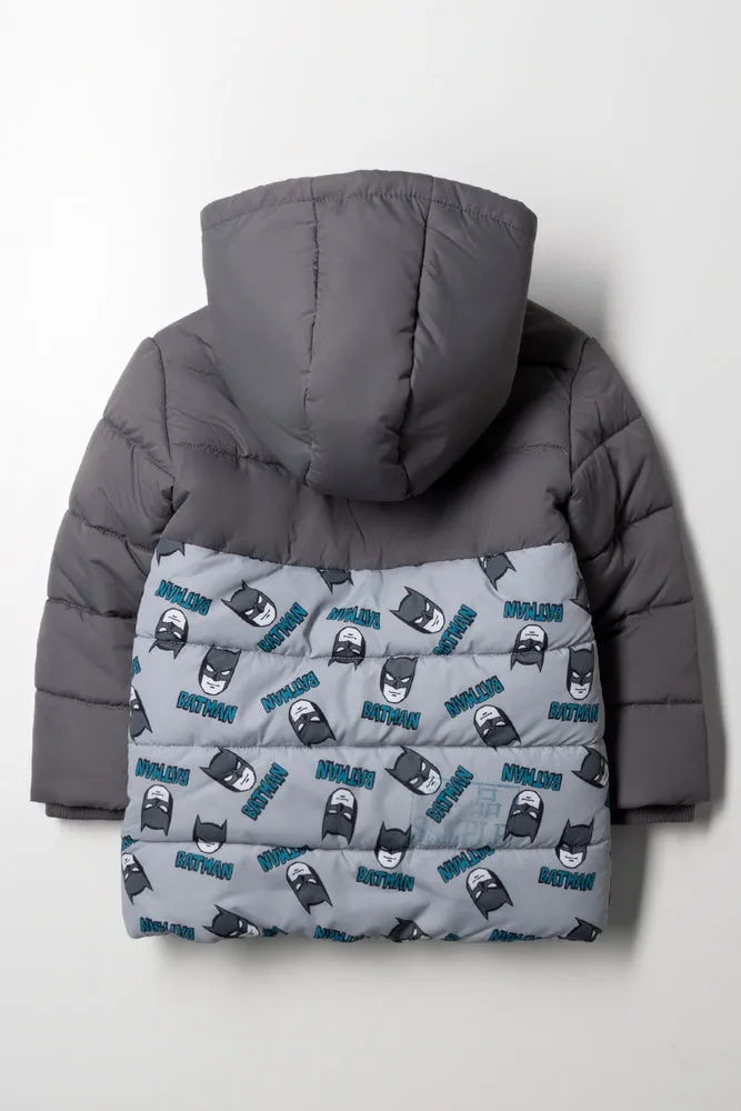 Batman Puffer Parka Jacket Grey