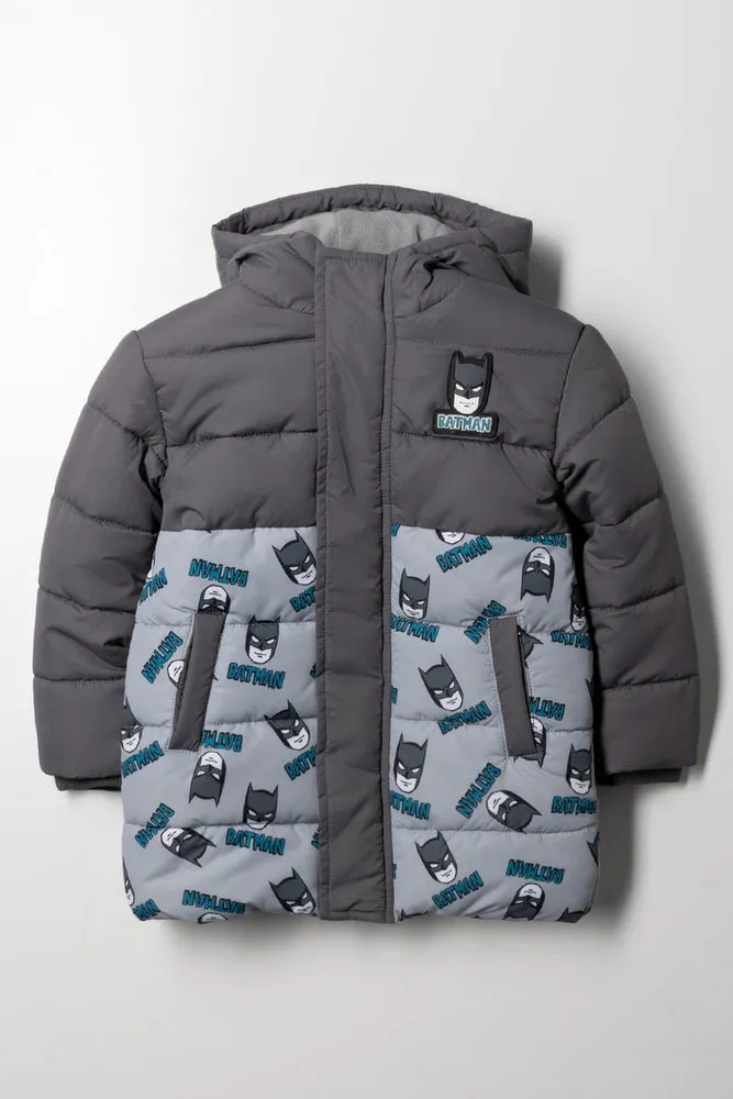 Batman Puffer Parka Jacket Grey